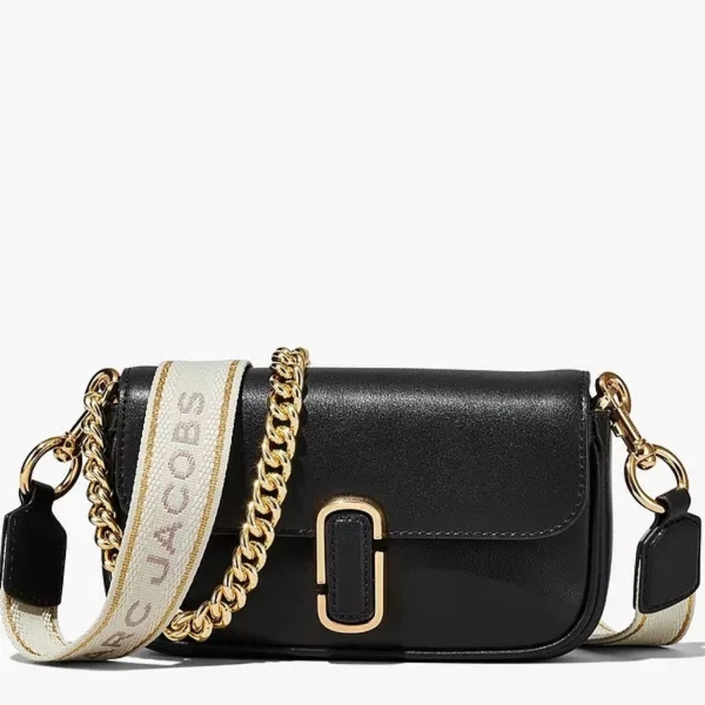 Marc Jacobs Black Crossbody Bag with Gold Chain